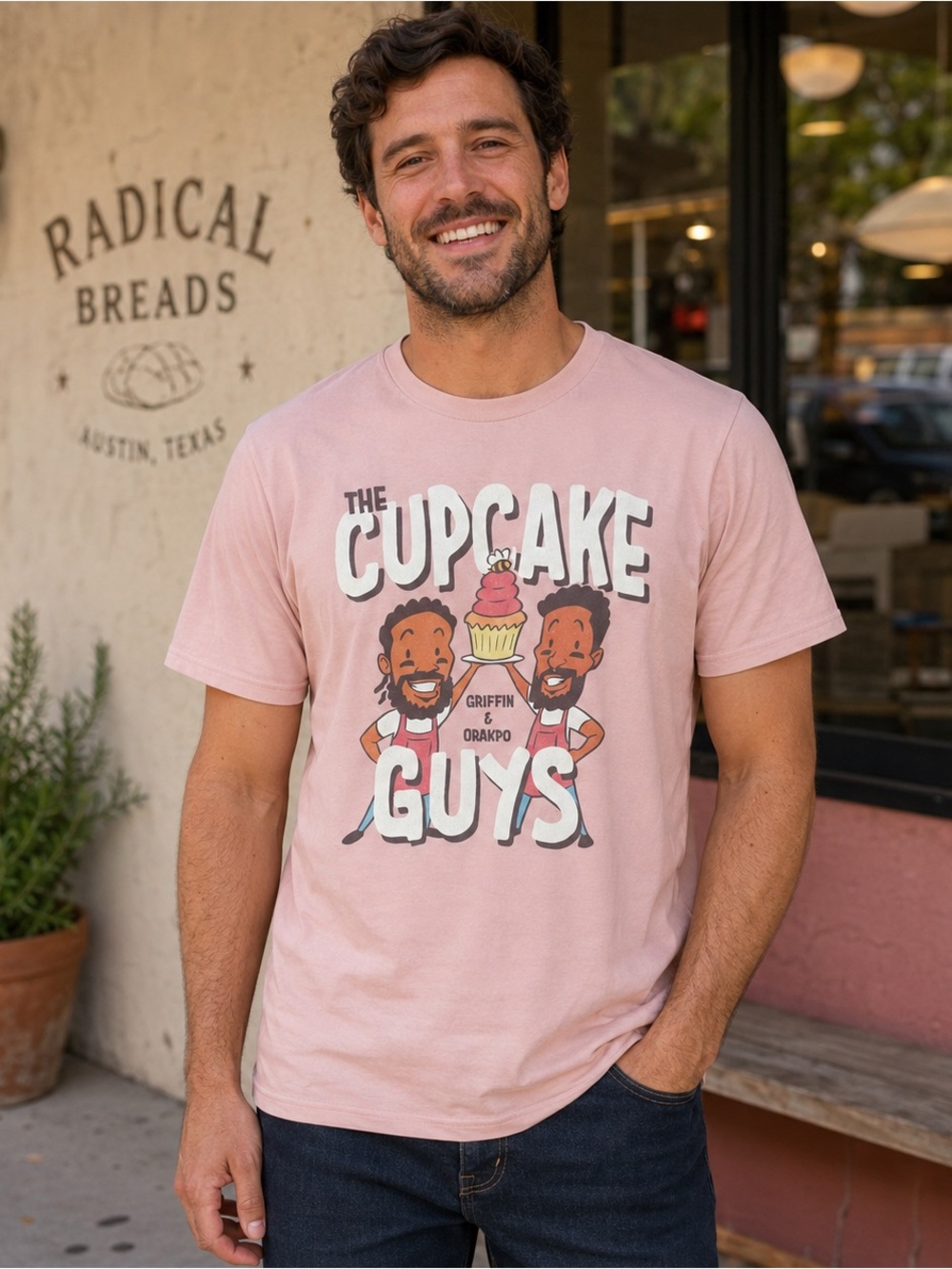 The Cupcake Guys Griffin & Orakpo Pink Graphic T-Shirt Unisex Large NFL